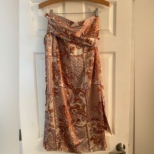 Lulu's Paisley Print Wrap Skirt With Adjustable Tie, NWT